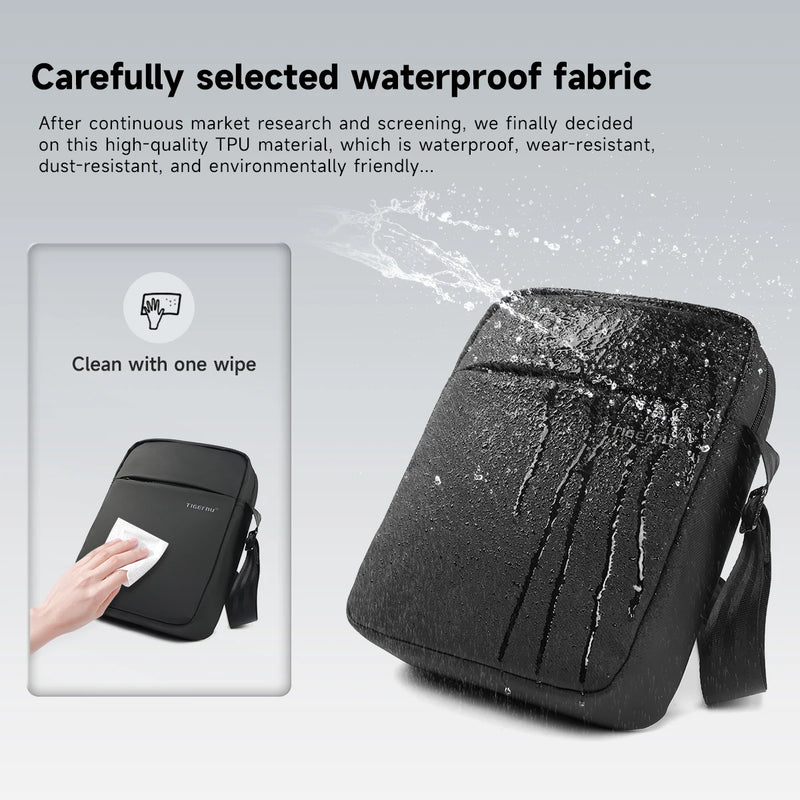 حقائب كتف من Tigernu للرجال، حقائب رسول، حقائب كروسبودي من مادة TPU، حقيبة أنيقة للرجال لأجهزة iPad مقاس 9.7 بوصة، حقيبة سفر صغيرة بحزام