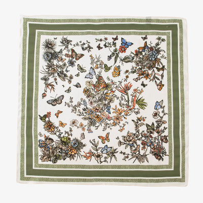 وشاح حريري مربع فاخر مطبوع باللون الأصفر بتصميم ريترو جديد لعام 2025 مصنوع من حرير التوت بنسبة 100% من فور سيزونز