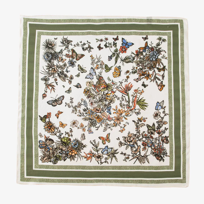 وشاح حريري مربع فاخر مطبوع باللون الأصفر بتصميم ريترو جديد لعام 2025 مصنوع من حرير التوت بنسبة 100% من فور سيزونز