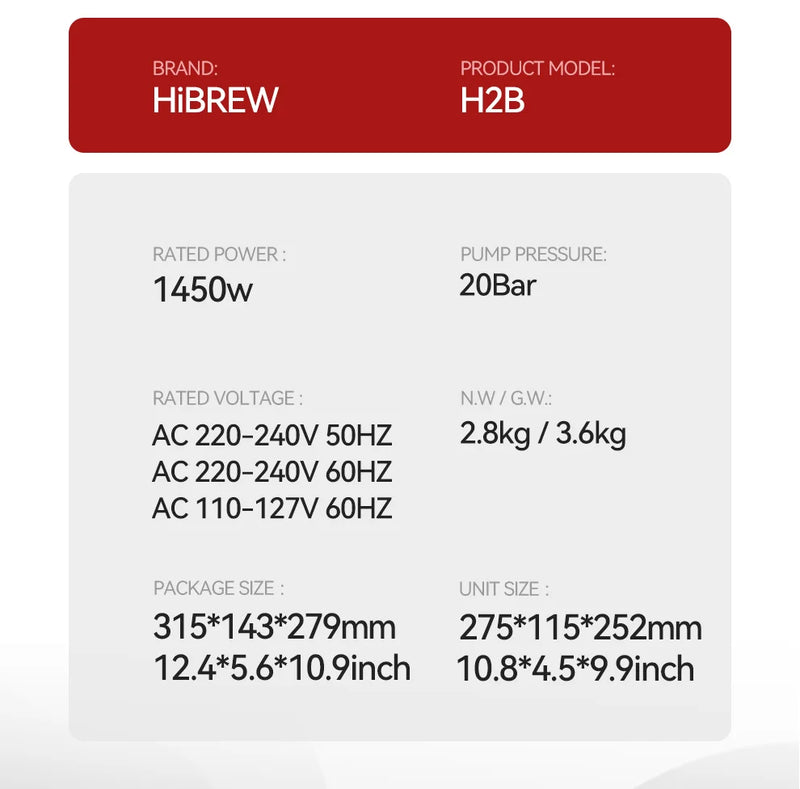 آلة صنع القهوة متعددة الكبسولات من HiBREW 5 في 1، ساخنة/باردة، كابتشينو DG، كبسولات صغيرة، قهوة مطحونة، كافتيريا، 20 بار، H2B