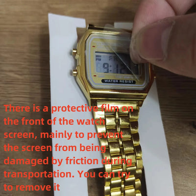 ساعة F91W غير مقاومة للماء بسوار فولاذي للنساء والرجال، ساعة عمل، ساعة رياضية رقمية متعددة الوظائف بإضاءة LED، ساعة إلكترونية