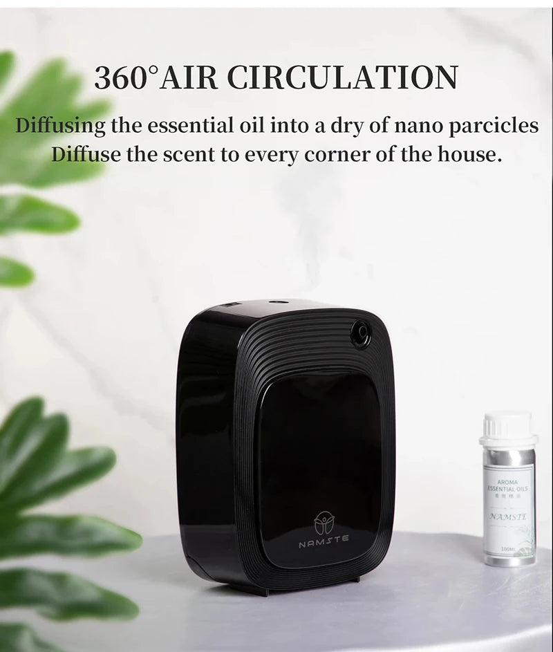 NAMSTE 1000m³ موزع كهربائي للزيوت العطرية، جهاز معطر جو أوتوماتيكي للمنزل، أبيض/أسود