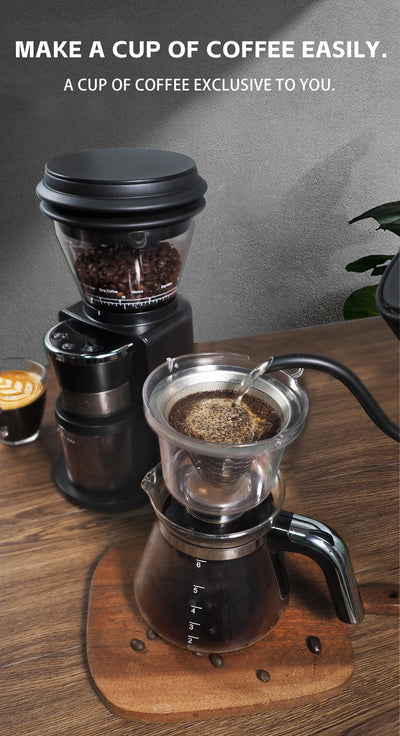 مطحنة قهوة كهربائية أوتوماتيكية من HiBREW مزودة بـ 31 ترسًا لتحضير قهوة الإسبريسو الأمريكية مع خاصية الصب وتخزين حبوب البن G3