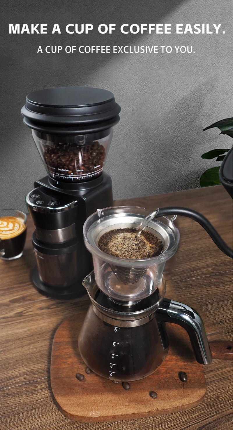 مطحنة قهوة كهربائية أوتوماتيكية من HiBREW مزودة بـ 31 ترسًا لتحضير قهوة الإسبريسو الأمريكية مع خاصية الصب وتخزين حبوب البن G3