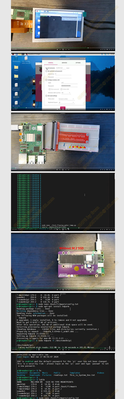 مجموعة Raspberry Pi 5 الكاملة أو لوحة PI5 4GB 8GB PCIE-NVME-SSD + شاشة LCD + علبة + طاقة + DIY + كابل UART + RTC-BOX + SD