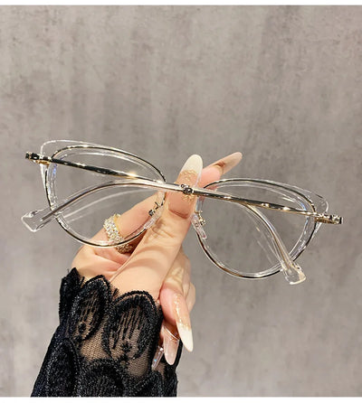 نظارات قصر النظر العصرية ذات التصميم المعدني على شكل عين القطة، غير عاكسة للضوء، متغيرة اللون، مضادة لقصر النظر، 038