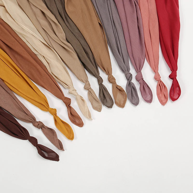 شالات حجاب إسلامية من القطن الرايون للنساء، وشاح سادة، مقاس كبير، حجاب إسلامي، عمامة، عصابة رأس 190*85 سم