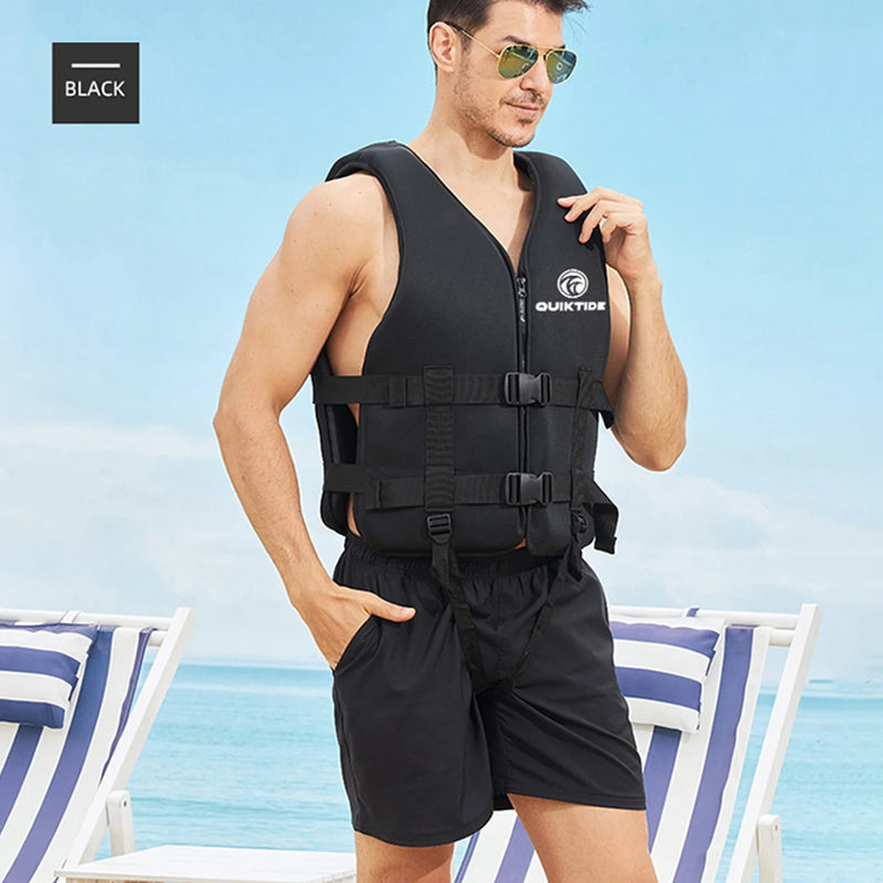 سترة نجاة من النيوبرين للبالغين والأطفال، سترة طفو جديدة للرياضات المائية، سترة نجاة للسباحة والقوارب والتزلج والقيادة والانجراف