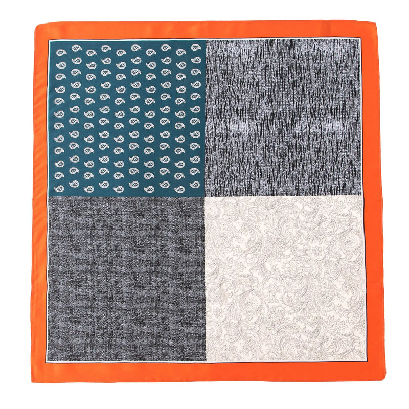 وشاح حريري مربع فاخر مطبوع باللون الأصفر بتصميم ريترو جديد لعام 2025 مصنوع من حرير التوت بنسبة 100% من فور سيزونز