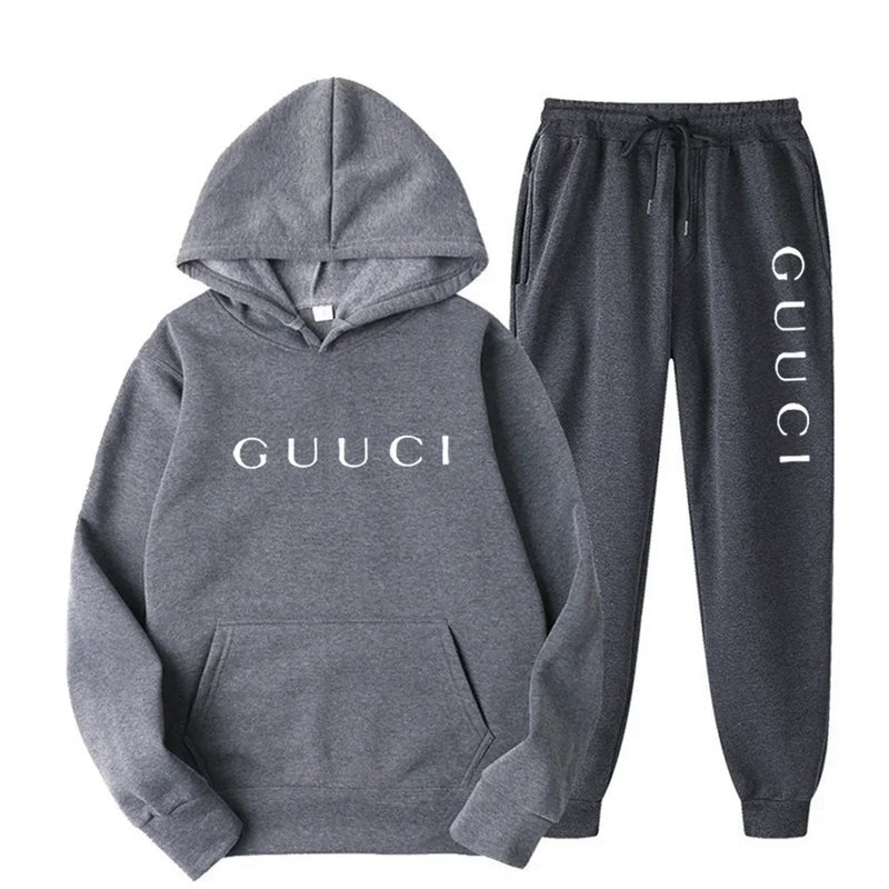 مجموعة رياضية كاجوال رجالية عصرية ربيع وخريف 2025 مجموعة جديدة كاجوال للرجال والنساء بقلنسوة + بنطلون للركض مكونة من قطعتين