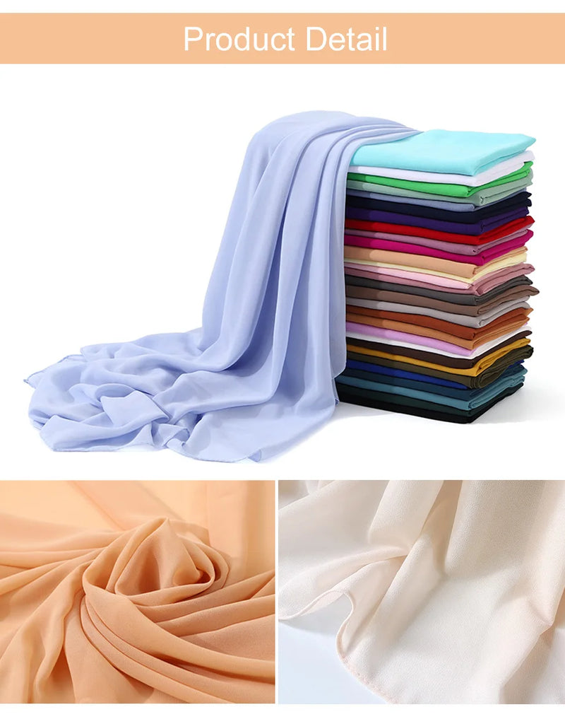 Muslim Chiffon Hijab Scarf Women Long Solid Color Head Wrap For Women Hijabs Scarves Ladies Muslim Veil Jersey Hijabs