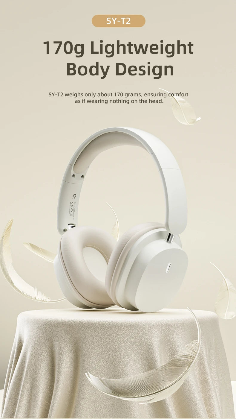 سماعة رأس بلوتوث أصلية SY-T2 عالية الجودة مع ميكروفون لاسلكي لتقليل الضوضاء وسماعات رأس سلكية للاعبين