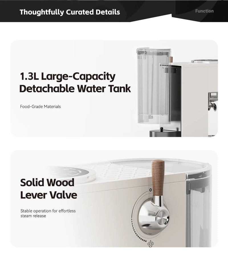 ماكينة صنع قهوة الإسبريسو نصف أوتوماتيكية من HiBREW، بثلاثة مستويات قابلة للتعديل لدرجة الحرارة، بارد/ساخن، 20 بار، ماكينة صنع قهوة كابتشينو H13