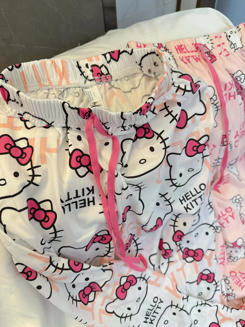 بنطال بيجاما هالو كيتي ربيع وخريف ٢٠٢٥ | ملابس نوم نسائية مريحة ولطيفة