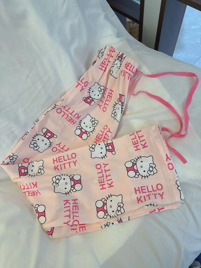 بنطال بيجاما هالو كيتي ربيع وخريف ٢٠٢٥ | ملابس نوم نسائية مريحة ولطيفة