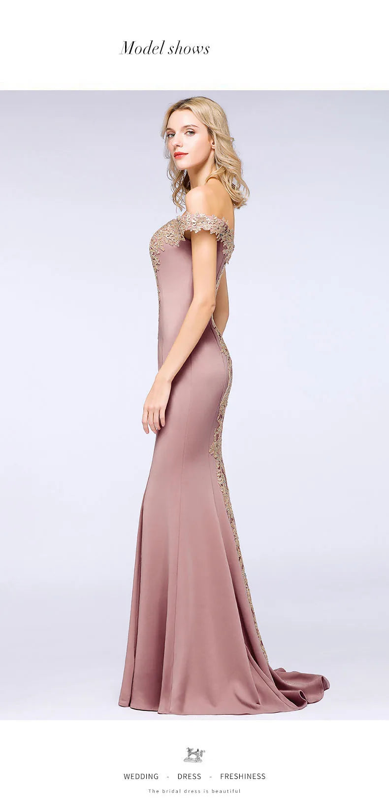 فساتين وصيفات العروس مثيرة مزينة بالذهب اللامع للنساء بدون أكتاف حورية البحر طويلة على شكل حرف A لحفلات الزفاف والضيوف