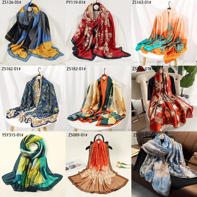 2024 جديد شال حرير ساتان حجاب نسائي شالات مرقعة وشاح رأس نسائي شال أنيق شال ناعم من الباشمينا