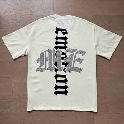 تي شيرت رجالي ونسائي فضفاض كاجوال برقبة دائرية وأكمام قصيرة، مطبوع عليه ملاك من High Street Fashion Hot Drill Streetwear MIXED EMOTION