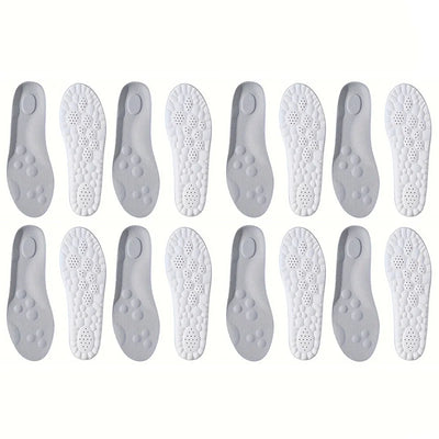 زوج واحد/زوجان/أربعة أزواج من النعال الرياضية عالية المرونة من اللاتكس، وسادات أحذية ناعمة، ودعم قوس القدم، ونعل داخلي تقويمي، ونعل داخلي مزيل للعرق قابل للتهوية