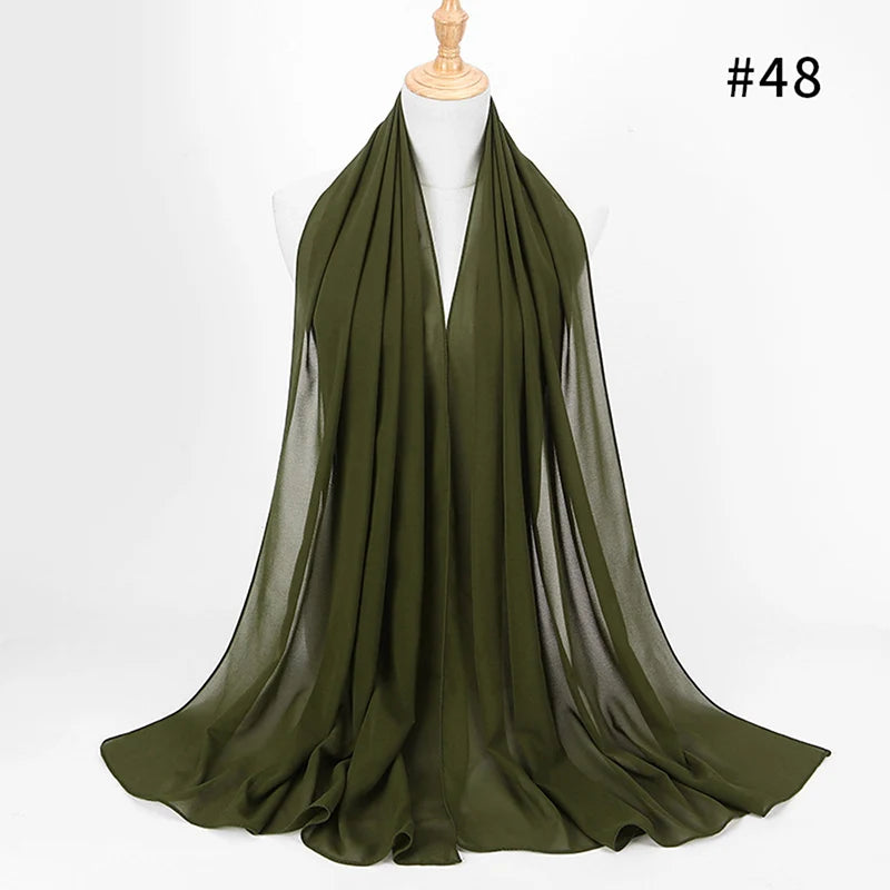 Muslim Chiffon Hijab Women Bubble Chiffon Scarf For Women Ladies Veil Muslim Islam Solid Color Malaysia Musulman Wrap Scarves