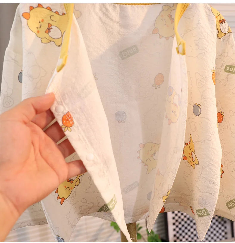 ملابس نوم جديدة للأطفال برسومات كرتونية لطيفة، قطعتين، بيجامات منزلية رقيقة للربيع والصيف للأولاد والبنات، ملابس مكيفة