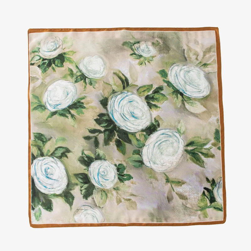 وشاح حريري مربع فاخر مطبوع باللون الأصفر بتصميم ريترو جديد لعام 2025 مصنوع من حرير التوت بنسبة 100% من فور سيزونز