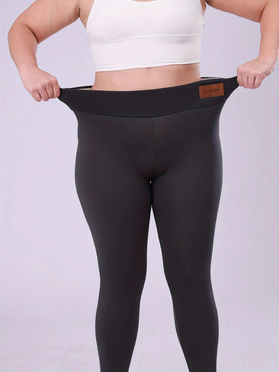 بنطلون ضيق مبطن بالصوف عالي الخصر للنساء بمقاسات كبيرة، بنطلون طويل دافئ وسميك ومرن مناسب للطقس البارد