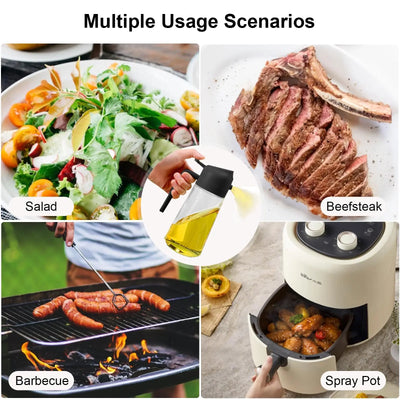 1-2 قطعة 2 في 1 زجاجة موزع زيت الزيتون 500 مل بخاخ زيت بلاستيكي خزان رذاذ زيت الطهي للشواء الخبز نزهة أدوات المطبخ للمنزل