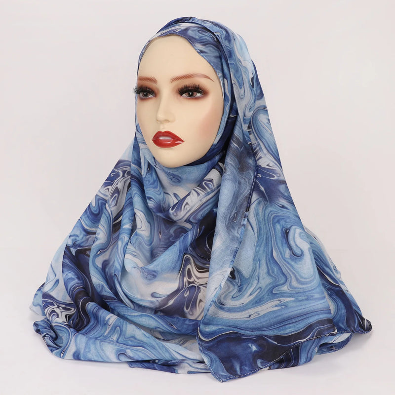 1Pcs Ramadan Hijab Leopard Print Women Bohemian Watercolor Soft Muslim Hijabs Floral Breathable Shawl Wrap Scarf Headscarf Warm