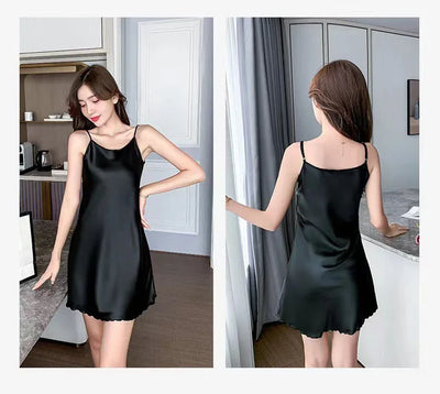 قمصان نوم حرير نسائية مثيرة، ملابس نوم صيفية، بيجامات، فستان بدون ظهر، ملابس نوم مريحة، ملابس نوم نسائية