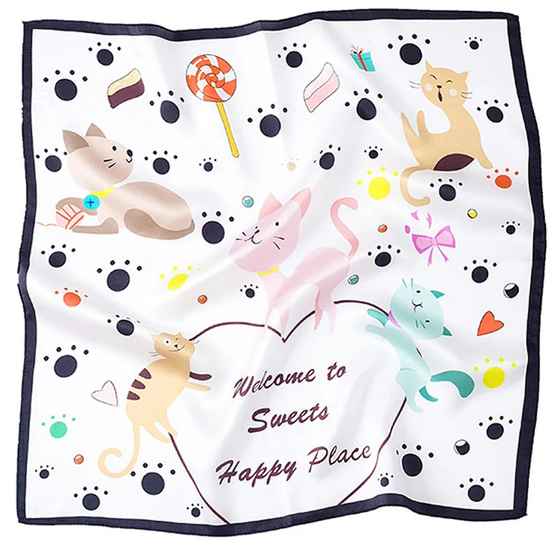 وشاح مربع نسائي من حرير التوت الخالص 100% مطبوع عليه رباط رأس ووشاح فاخر لزينة الشعر النسائية وأوشحة باندانا نسائية 53 سم