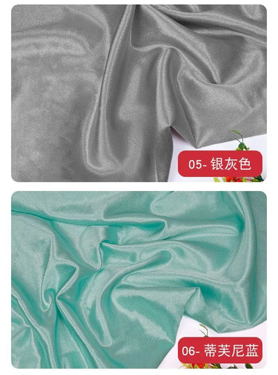 قماش ساتان كريستالي لامع سميك وثقيل بالمتر للملابس والفساتين وديكورات هانفو وقماش الخياطة اليدوي بلون أزرق سادة ومضاد للتجاعيد