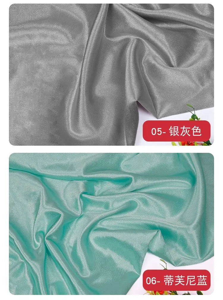 قماش ساتان كريستالي لامع سميك وثقيل بالمتر للملابس والفساتين وديكورات هانفو وقماش الخياطة اليدوي بلون أزرق سادة ومضاد للتجاعيد