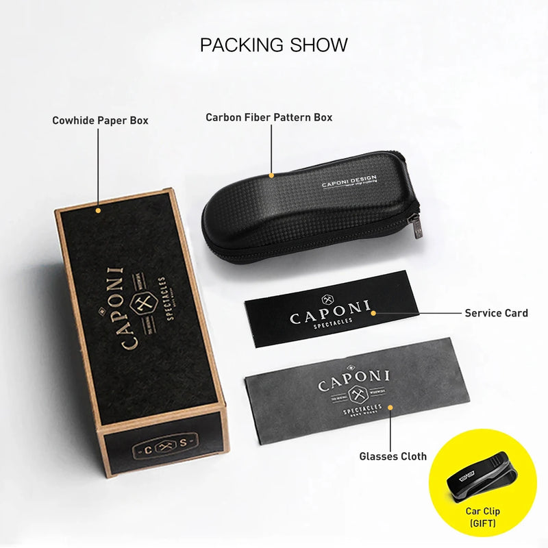 نظارات شمسية جديدة من كابوني للرجال، مستقطبة، عدسات فوتوكرومية سوداء، خفيفة الوزن للغاية، بدون إطار، نظارات قيادة BS22003