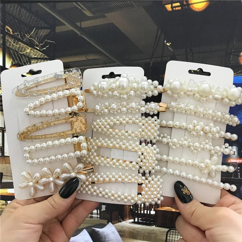 مجموعة واحدة من دبابيس الشعر المصنوعة يدويًا من اللؤلؤ للنساء، دبابيس شعر هندسية أنيقة على شكل زهرة، أغطية رأس للبنات، دبابيس شعر جميلة، إكسسوارات شعر