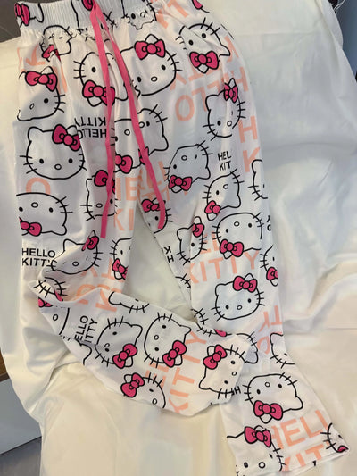 بنطال بيجاما هالو كيتي ربيع وخريف ٢٠٢٥ | ملابس نوم نسائية مريحة ولطيفة