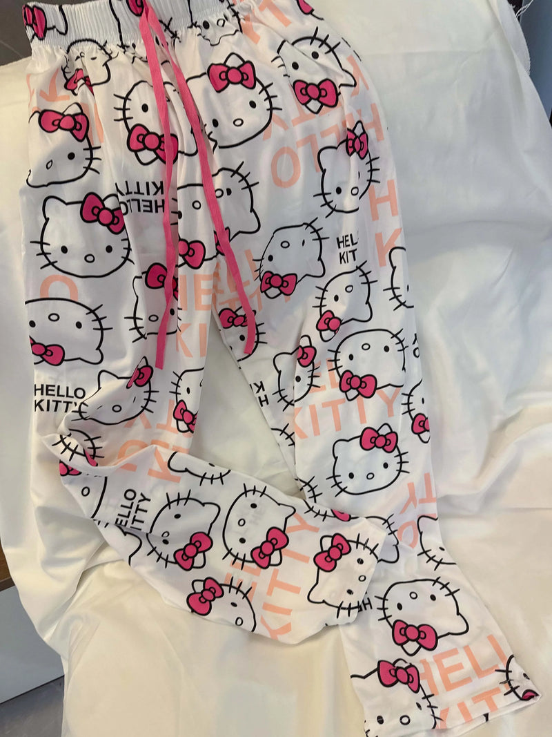 بنطال بيجاما هالو كيتي ربيع وخريف ٢٠٢٥ | ملابس نوم نسائية مريحة ولطيفة