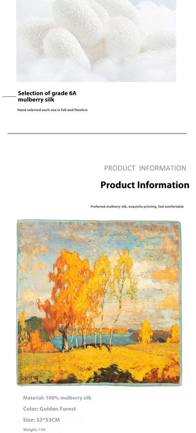 وشاح حريري مربع فاخر مطبوع باللون الأصفر بتصميم ريترو جديد لعام 2025 مصنوع من حرير التوت بنسبة 100% من فور سيزونز