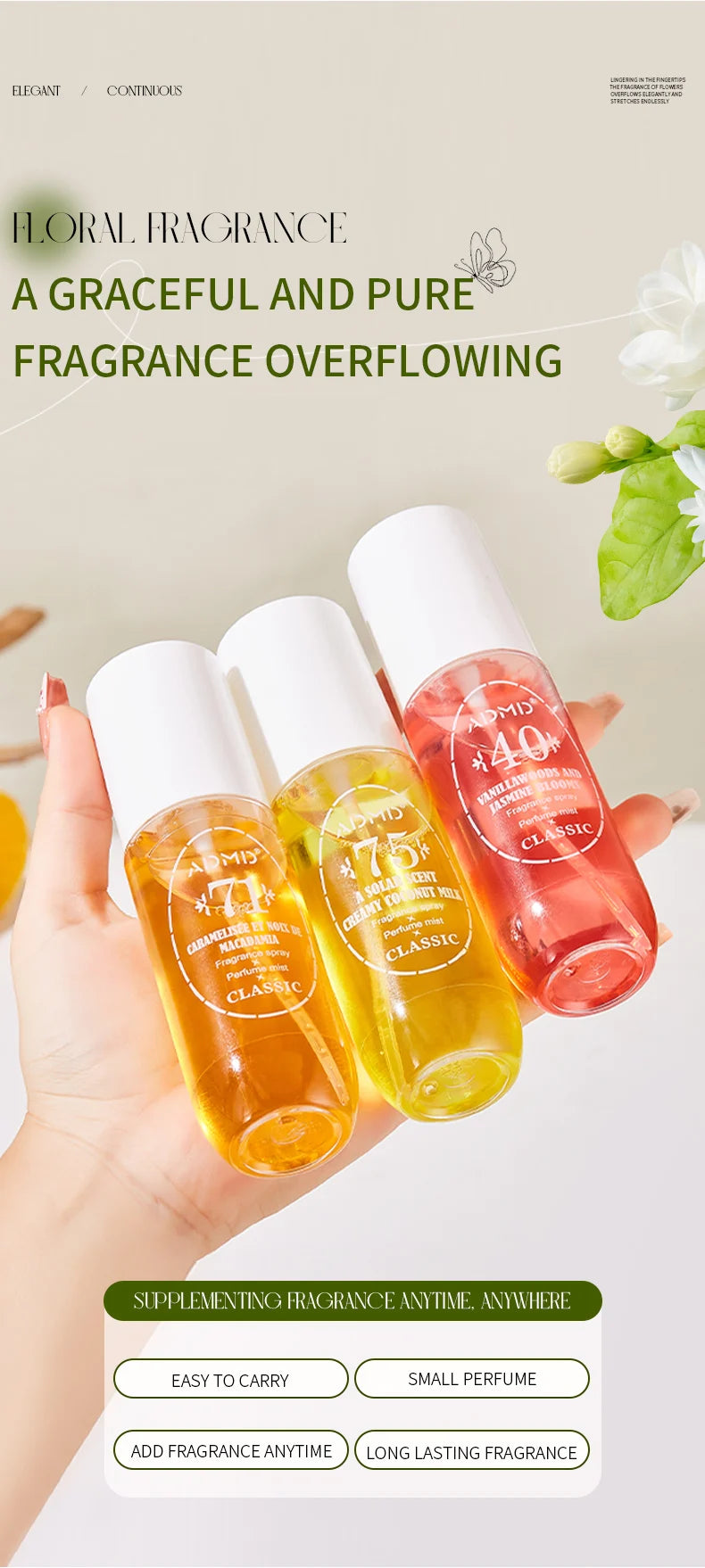 عطر برازيلي رقمي، عطر للجسم، بخاخ عطري، خالٍ من الكحول، عطر للجسم يدوم طويلاً، 90 مل