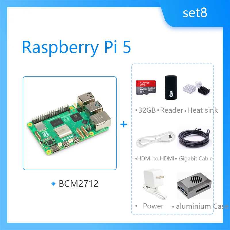 لوحة Raspberry Pi 5 Cortex-A76 Linux 4GB 8GB Arm Board Python Programlama PCIe Gigabit Ethernet USB3.0