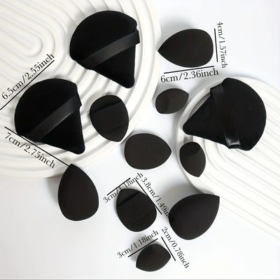 مجموعة إسفنجات مكياج متعددة الأغراض مكونة من 12 قطعة، مصنوعة من 3 إسفنجات بودرة سائبة، و3 إسفنجات هوائية صغيرة، و3 بيضات تجميل، و3 إسفنجات تجميل صغيرة