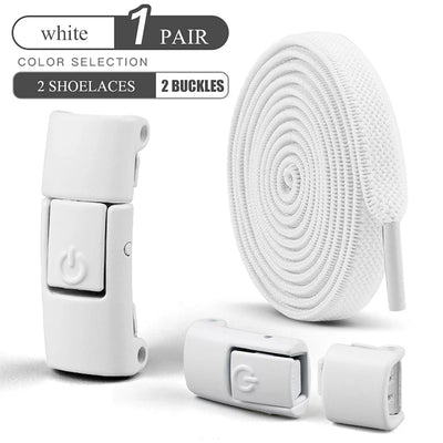 أربطة أحذية بدون رباط مقاس 8 مم، أربطة أحذية بقفل ضاغط بدون رباط، أربطة مرنة للأحذية الرياضية للأطفال والكبار، أربطة أحذية مسطحة واسعة للأحذية