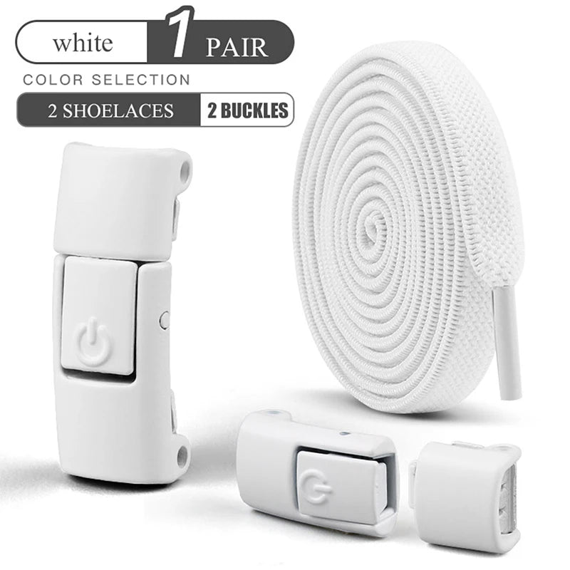 أربطة أحذية بدون رباط مقاس 8 مم، أربطة أحذية بقفل ضاغط بدون رباط، أربطة مرنة للأحذية الرياضية للأطفال والكبار، أربطة أحذية مسطحة واسعة للأحذية
