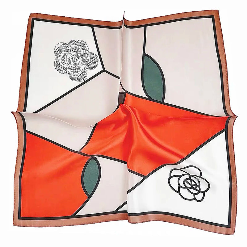 وشاح مربع نسائي من حرير التوت الخالص 100% مطبوع عليه رباط رأس ووشاح فاخر لزينة الشعر النسائية وأوشحة باندانا نسائية 53 سم