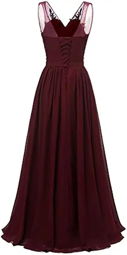 فساتين وصيفات العروس من الشيفون باللون الفيروزي بفتحة على شكل حرف V، طويلة من الدانتيل، مطرزة بالخرز، فساتين سهرة رسمية، توصيل مجاني، ضيف، حفل زفاف