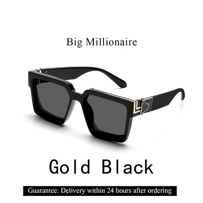 نظارات شمسية فاخرة من Ruiao Retro Black Millionaire Shades 2025 للرجال من تصميم العلامة التجارية الشهيرة نظارات شمسية مربعة للرجال والنساء