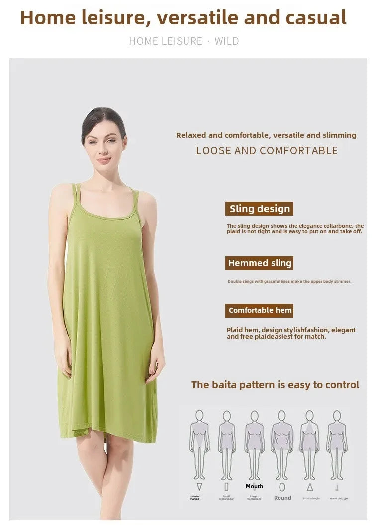 تنورة نسائية كاجوال أنيقة مثيرة مفتوحة الظهر كبيرة الحجم ذات قاعدة خلفية جميلة تنورة منزلية فضفاضة متقاطعة بأكمام طويلة