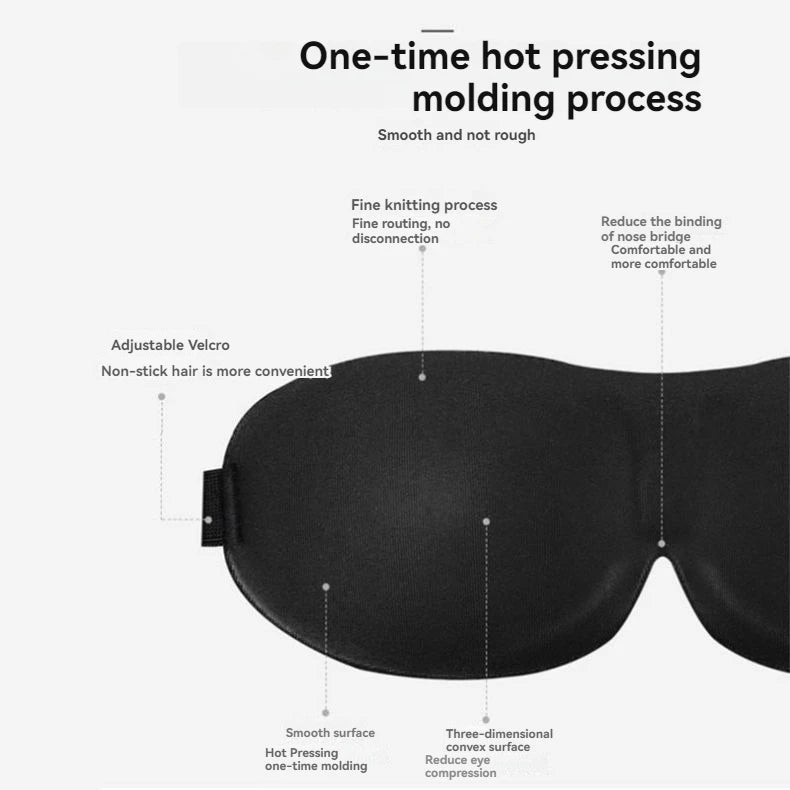 قناع عين ثلاثي الأبعاد بدون علامات بدون أنف، قناع عين بسيط بلون سادة معتم، مناسب للنوم واستراحة الغداء للطلاب
