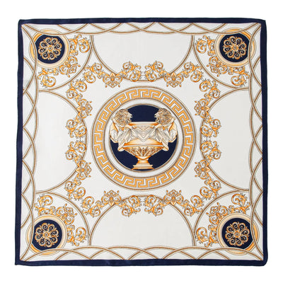 وشاح حريري مربع فاخر مطبوع باللون الأصفر بتصميم ريترو جديد لعام 2025 مصنوع من حرير التوت بنسبة 100% من فور سيزونز