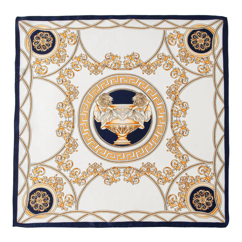 وشاح حريري مربع فاخر مطبوع باللون الأصفر بتصميم ريترو جديد لعام 2025 مصنوع من حرير التوت بنسبة 100% من فور سيزونز